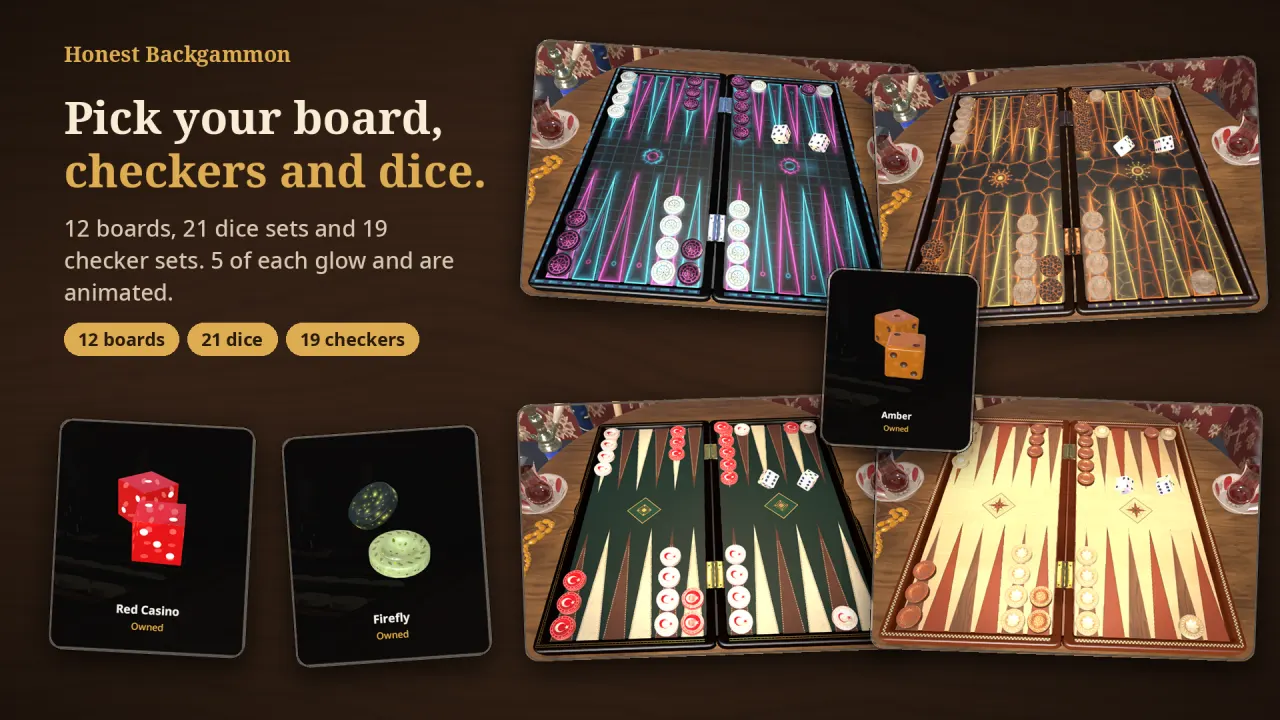 Board, dice and checker sets